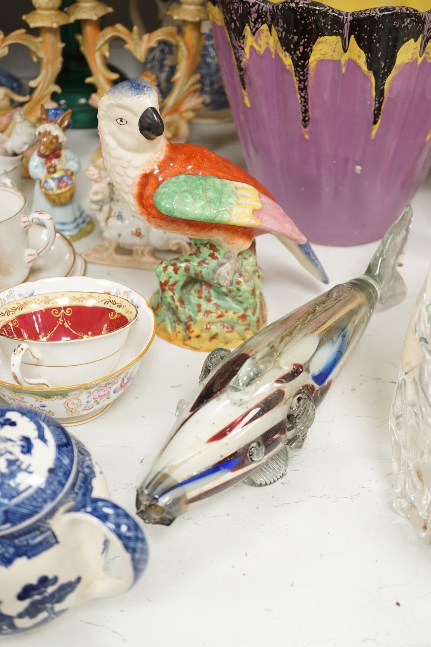 A large quantity of various ceramics including Samson, Rosenthal, studio pottery and glass